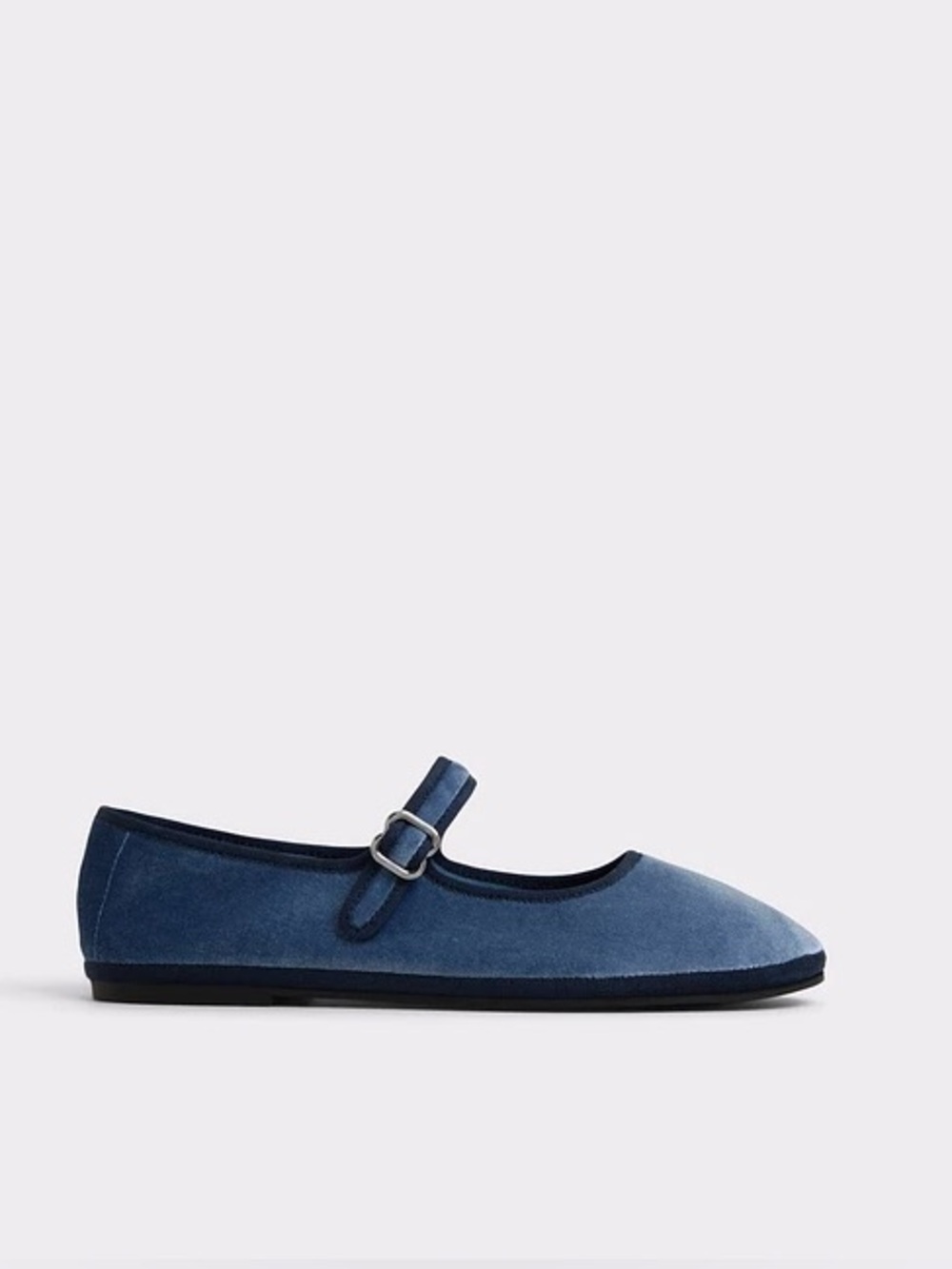 Aldo Laramie Blue Velvet Mary Jane Flat with Buckle Strap